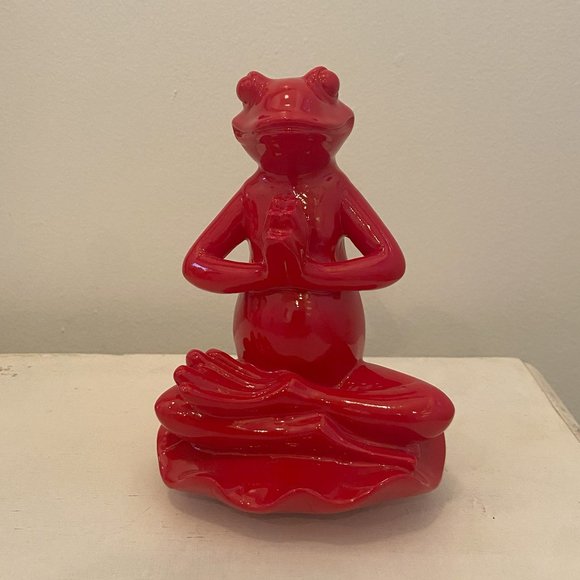 Meditating Red Frog Figurine - Picture 1 of 3